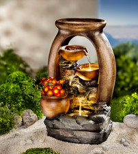 LED-Gartenbrunnen Amphore,Beleuchteter Brunnen im antiken Design  Höhe 49cm LED