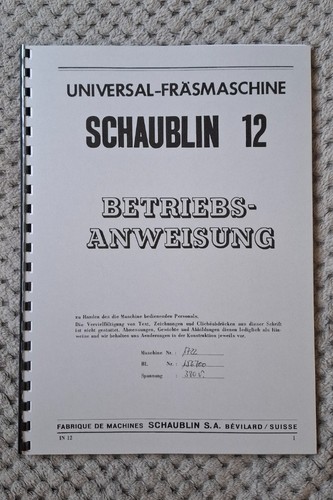 Schaublin betriebsanleitung - schaublin, 12