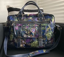 OILILY Notebook-/Büro-/Schultasche, dunkelblau/bunt florales Muster, neuwertig