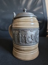 Gerzit Gerz Großer Bierkrug mit Zinndeckel - 12 Apostel - 94% Zinn Top-Zustand