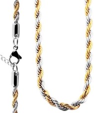 AKZENT Kordelkette Halskette Silber Gold Bicolor Edelstahl 4mm 50cm oder 70cm