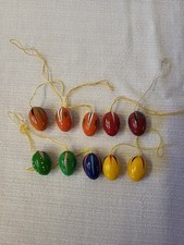 10 Stück kleine Ostereier, Strauchbehang, Holz  Deko Ostern, Erzgebirge, DDR