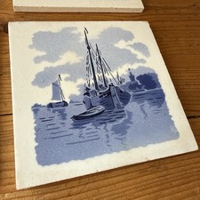 Fliese delfts Segelschiff blau