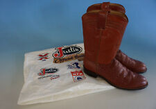 Rs0721-123: Justin American Boots Stiefel Leder Strauß Ostrich braun Gr. 40 / 7D
