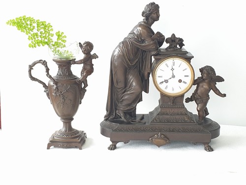 Bronze kaminuhr thalie - thalie, muse