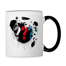 Die Drei Fragezeichen Brust Destroyed Look Tasse zweifarbig