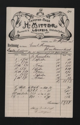 Leipzig rechnung 1905 h - leipzig,,