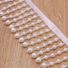 1 Yard Kunstperle Borte Nähen Fransen Perlen Basteln Kleid Band DIY Dekor