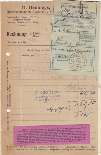 Hamburg rechnung 1927 - rechnung, 1927,