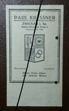 Paul Kressner Zwickau Schmuck Gold Silber Uhren Optik 1933 Rechnung Werbung  819