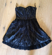 Vero Moda Spitzen-Kleid Corsagenkleid schwarz Unterkleid grau Tüllsaum Gr. 34