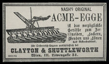 Alte Werbung 1887 ACME-EGGE Clayton & Shuttleworth Wien Löwengasse 34