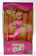 1995 Gymnast Stacie Barbie Puppe / Turnerin Stacie mit Reck / Mattel 14609, NrfB