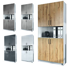 Büroschrank Aktenschrank Hochschrank Athen V2 Weiß - Hochglanz & Naturtöne