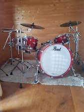 schlagzeug pearl reference, rot mit fußmaschine pearl und sabian xs becken