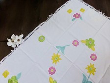TISCHDECKE ✿ Tischtuch Tafeltuch Kindergeburtstag weiß Blumen Spitze 115x160cm