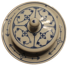 alte Porzellan Butterdose  Kornblume, indisch Blau saks, Deckel Jäger Eisenberg