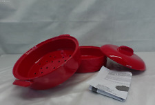 QVC Cooks Essentials Dampfgar Set Keramik Dampfgarer rot