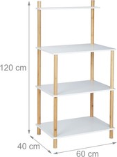 Relaxdays Geräumiges 4-stöckiges Regal, MDF & Bambus, HLP: 120 x 60 x 40 cm, fre