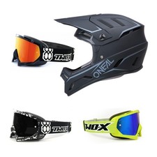 Downhill Helm mit Brille Oneal Backflip Solid MTB Fullface schwarz TWO-X Bike