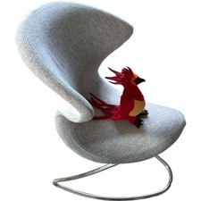 Aeris Oyo Designstuhl Filz grau Chromgestell ergonomischer Schaukelstuhl