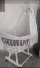 Alvi Stubenwagen Beistellbett Babybett mit Matratze und Komplettausstattung