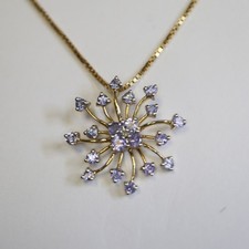 Feiner Tansanit Kettenanhänger + Feine Kette beides 585 Gold 2,2 / 44 cm 5,1 g