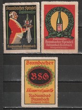 Reklamemarken 3x  BRAMBACHER Sprudel, Bad Brambach