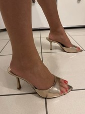 Mango Pantolette Hoch High Heels Gold Gr. 40