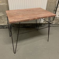 Beistelltisch mit Steinplatte String Naturstein Couchtisch Pflanzenhocker Metall