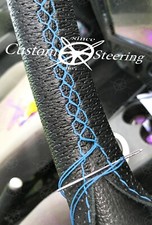 Für Nissan Bluebird 2014-17 Dunkelgrau Maserung &perfo Leder Lenkrad Abdeckung