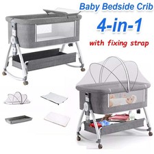 Babybett Beistellbett Reisebett Babywiege Stubenwagen Höhenverstellbar mit Rolle