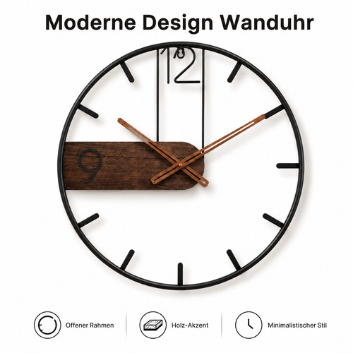 Walnora design wanduhr - wanduhr, 60cm