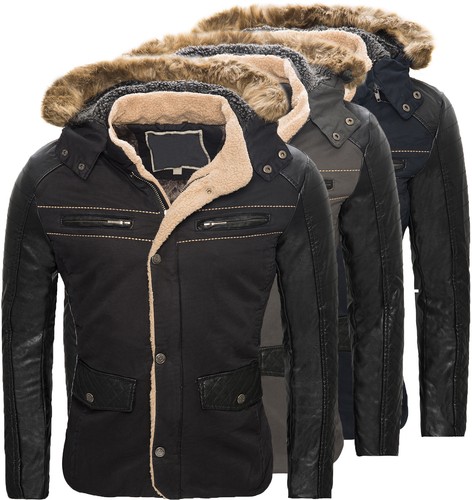 Herren jacke kapuze kunstpelz - herren,