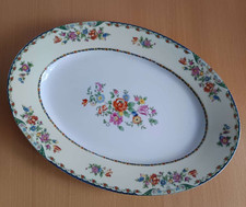 KPM Serviertablett Ovale Servierplatte Teller mit Blumen Malerei  33 cm Vintage 