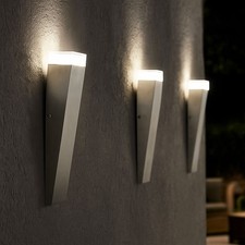 3er Set Wandleuchten Außenlampen Balkon IP44 Edelstahl silber LED Höhe 30,5 cm