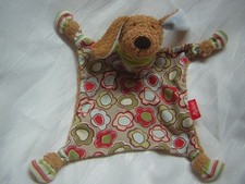 SIGIKID Schmusetuch HUND DOG Frottee braun  Blumen-Muster grün rot bunt *RAR*