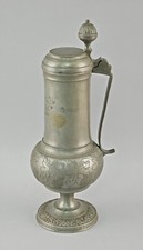 9433006 Antike Zinn Kanne 19. Jh. Humpen H35cm