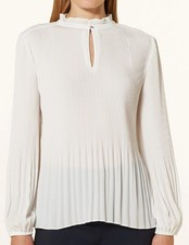 S. Oliver Black Label Bluse Tunika Plissee Chiffon off-white, weiß Gr. 38, NEU