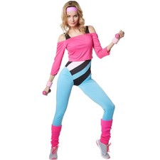 Damen Kostüm Aerobic Star 80er Retro Fitness Popstar Fasching Karneval