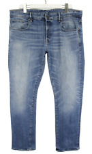 G-Star 3301 Straight Herrenjeans W38/L32 Whiskers Blau Denim Neu Knopf Fly