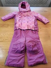 TCM Kinder Ski Anzug 86-92 lila rosa, Jacke Blumenmuster, Lila Hose Abtrennbar