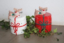 Weihnachtsdosen aus Keramik mit schlafendem Elch, Geschenkdosen, Dose mit Elch