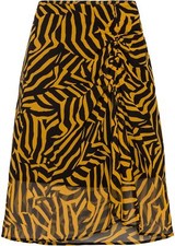 Neu Chiffon-Rock Gr. 34 Schwarz Gelb Gestreift Damenrock Midirock Casual-Skirt