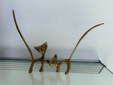 2 x Messing Katze Tier Figur Ringhalter Deko Vintage
