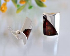 Bernstein Ohrclips 925 braun