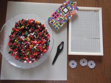 Mosaik Steckspiel, Steckmosaik,Kinder Lernspiel,Bausteine,150 g Steine,4 Platten