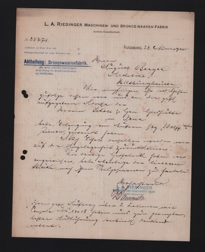 Augsburg brief 1920 - brief, a