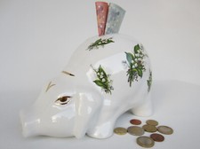 Großes Sparschwein Tirschenreuther Porzellanmalerei Heilmann Maiglöckchen RAR