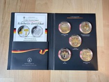 20 Jahre Deutsche Einheit 5 Silbermedaillen mit Farb-/ Goldveredlung PP Folder 1